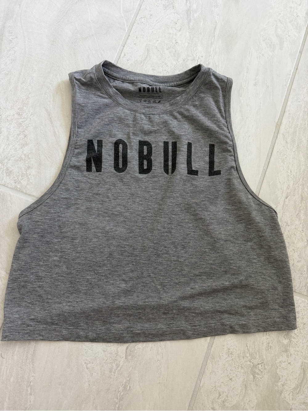 NOBULL Gray Cropped Muscle Tank Top with Black Logo